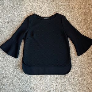 Black Zara top with trumpet sleeves